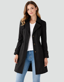 Women's Classic Tailored Trench Coat | Nora in Black - Juana Fashion