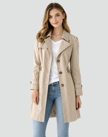Women's Classic Tailored Trench Coat | Nora in Black - Juana Fashion