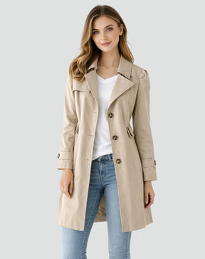 Women's Classic Tailored Trench Coat | Nora in Black - Juana Fashion