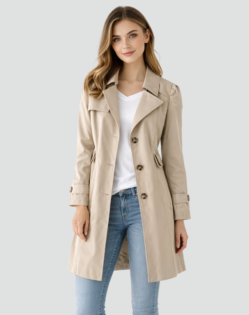 Women's Classic Tailored Trench Coat | Nora in Black - Juana Fashion