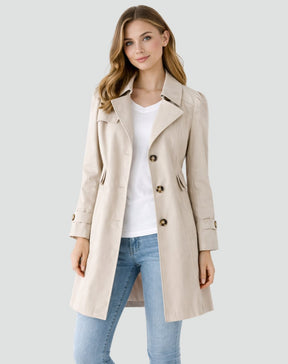 Women's Classic Tailored Trench Coat | Nora in Black - Juana Fashion