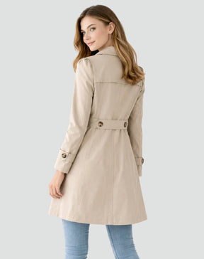 Women's Classic Tailored Trench Coat | Nora in Black - Juana Fashion
