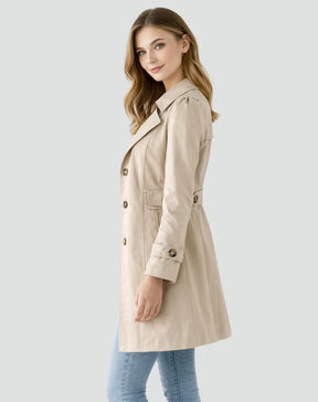 Women's Classic Tailored Trench Coat | Nora in Khaki - Juana Fashion