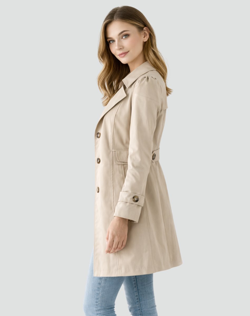 Women's Classic Tailored Trench Coat | Nora in Khaki - Juana Fashion