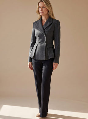 Women's Fitted Double-Breasted Peplum Blazer | Greta in Dark Gray - Juana Fashion