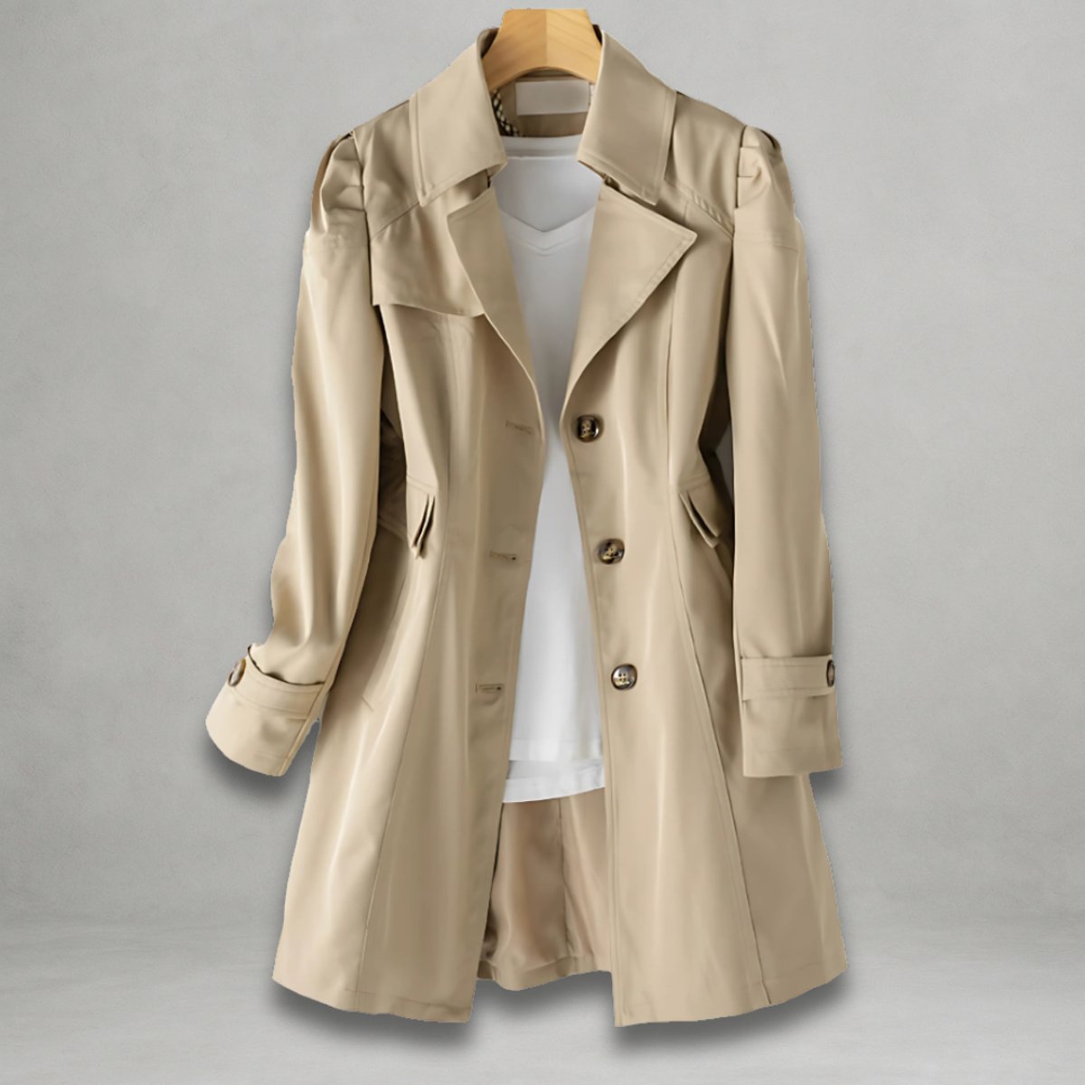 Women's Cotton-Blend Trench Coat | Katharina in Black - Juana Fashion