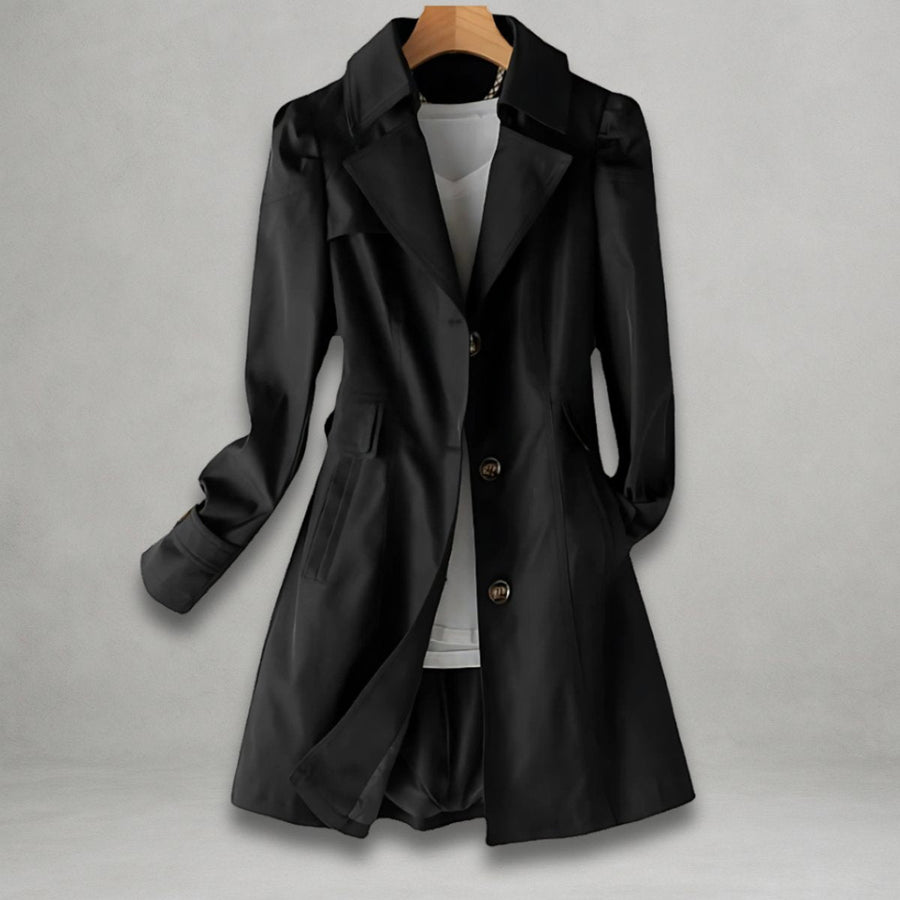 Women's Cotton-Blend Trench Coat | Katharina in Black - Juana Fashion