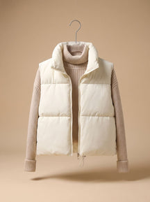 Women's Ultralight Cropped Quilted Vest | Annika in White - Juana Fashion