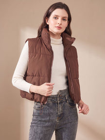 Women's Ultralight Cropped Quilted Vest | Annika in Coffee - Juana Fashion