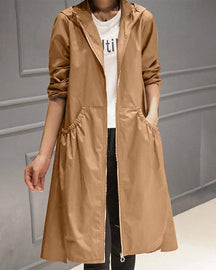 Women's Long Water-Repellent Hooded Trench Coat | Charlotte in Yellow - Juana Fashion