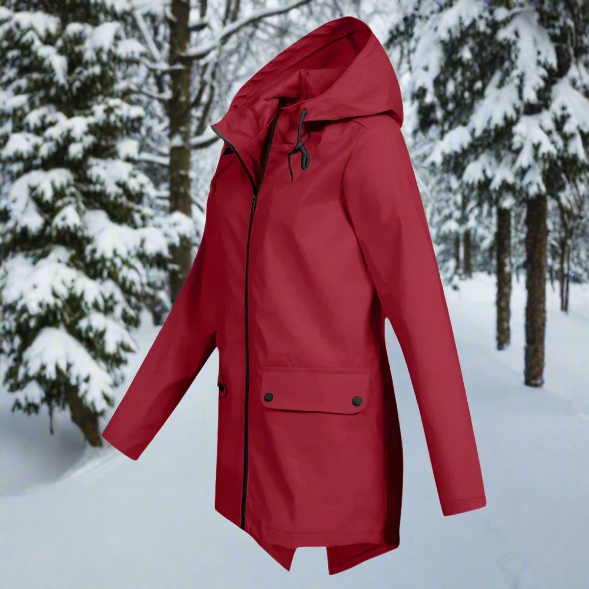 Women's Rain Jacket with Zippered Pockets | Emilia in Blue - Juana Fashion
