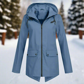 Women's Rain Jacket with Zippered Pockets | Emilia in Blue - Juana Fashion