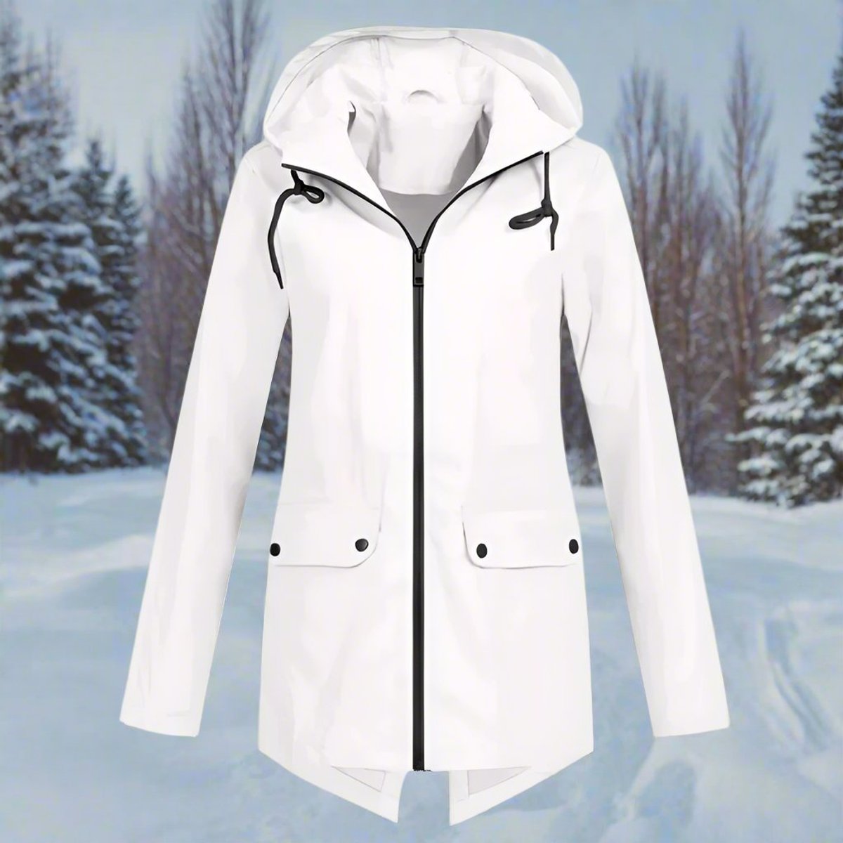 Women's Rain Jacket with Zippered Pockets | Emilia in Coffee - Juana Fashion
