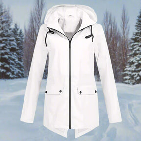 Women's Rain Jacket with Zippered Pockets | Emilia in Coffee - Juana Fashion