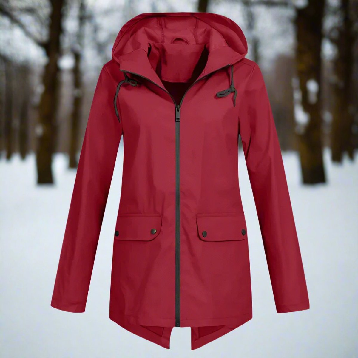 Women's Rain Jacket with Zippered Pockets | Emilia in Coffee - Juana Fashion