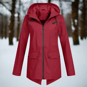 Women's Rain Jacket with Zippered Pockets | Emilia in Coffee - Juana Fashion