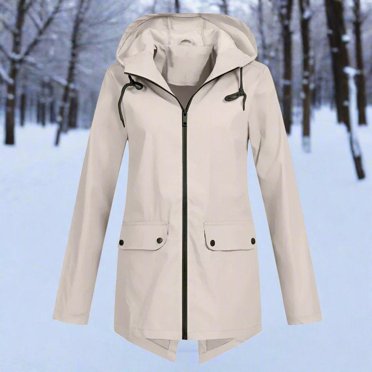 Women's Rain Jacket with Zippered Pockets | Emilia in Apricot - Juana Fashion
