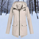 Women's Rain Jacket with Zippered Pockets | Emilia in Apricot - Juana Fashion