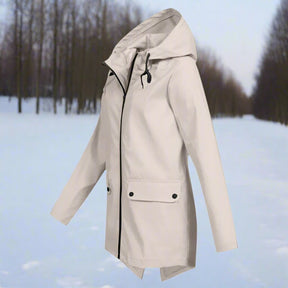 Women's Rain Jacket with Zippered Pockets | Emilia in Apricot - Juana Fashion