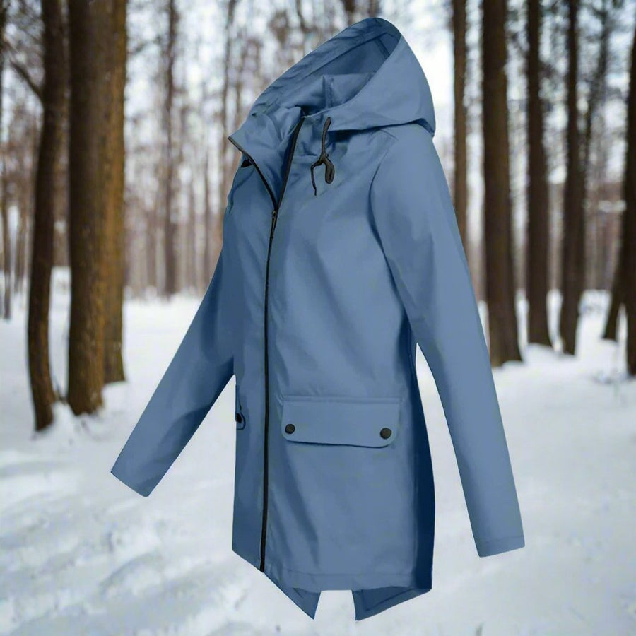 Women's Rain Jacket with Zippered Pockets | Emilia in Apricot - Juana Fashion