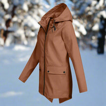 Women's Rain Jacket with Zippered Pockets | Emilia in Apricot - Juana Fashion