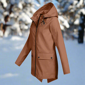 Women's Rain Jacket with Zippered Pockets | Emilia in Apricot - Juana Fashion