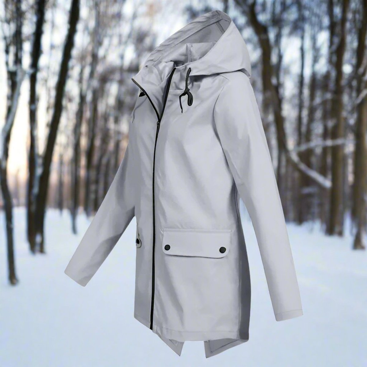 Women's Rain Jacket with Zippered Pockets | Emilia in Apricot - Juana Fashion