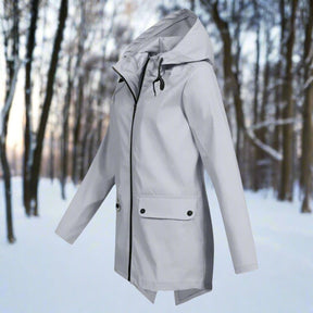 Women's Rain Jacket with Zippered Pockets | Emilia in Apricot - Juana Fashion
