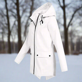 Women's Rain Jacket with Zippered Pockets | Emilia in Apricot - Juana Fashion