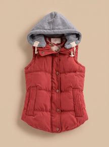 Women's Insulated Vest with Contrast Hood | Charlotte in Burgundy - Juana Fashion