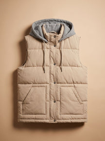 Women's Insulated Vest with Contrast Hood | Charlotte in Cream White - Juana Fashion