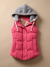 Women's Insulated Vest with Contrast Hood | Charlotte in Fuchsia - Juana Fashion