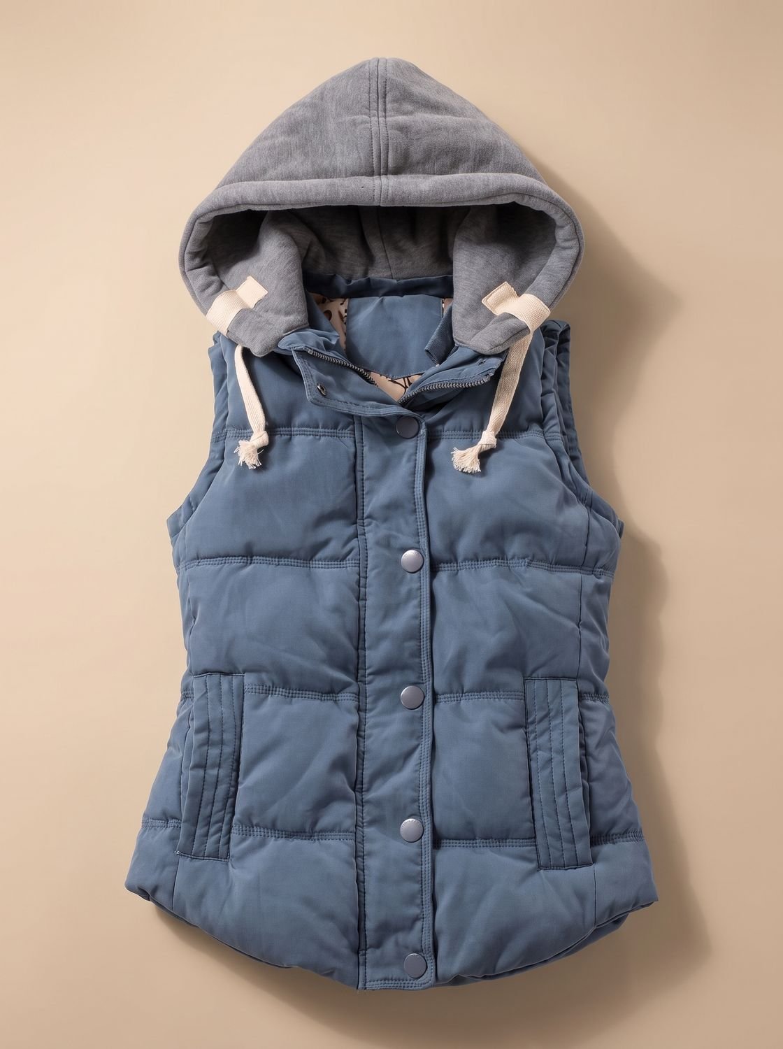 Women's Insulated Vest with Contrast Hood | Charlotte in Pink - Juana Fashion