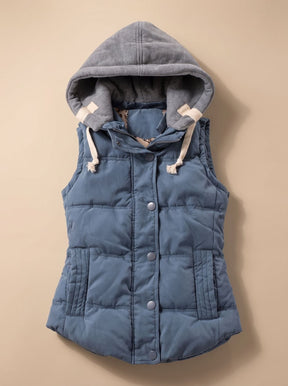Women's Insulated Vest with Contrast Hood | Charlotte in Pink - Juana Fashion