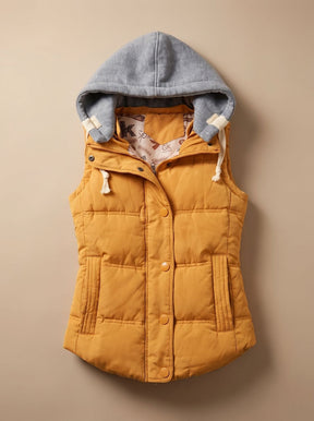 Women's Insulated Vest with Contrast Hood | Charlotte in Burgundy - Juana Fashion