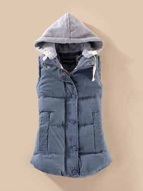 Women's Insulated Vest with Contrast Hood | Charlotte in Fuchsia - Juana Fashion