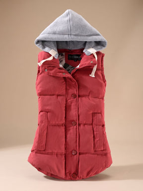 Women's Insulated Vest with Contrast Hood | Charlotte in Black - Juana Fashion