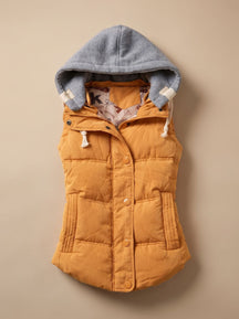Women's Insulated Vest with Contrast Hood | Charlotte in Yellow - Juana Fashion