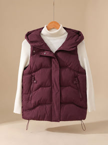 Women's Insulated Hooded Vest with Zippered Pockets | Annika in Burgundy - Juana Fashion