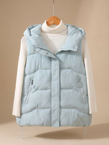 Women's Insulated Hooded Vest with Zippered Pockets | Annika in Blue - Juana Fashion