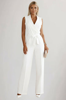 Women's Wide-Leg Jumpsuit with Lapels | Amelie in Fuchsia Pink - Juana Fashion