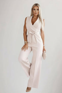 Women's Wide-Leg Jumpsuit with Lapels | Amelie in Fuchsia Pink - Juana Fashion