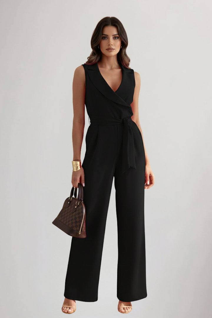 Women's Wide-Leg Jumpsuit with Lapels | Amelie in Fuchsia Pink - Juana Fashion