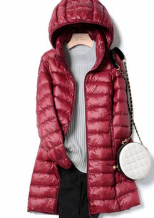 Women's Long Quilted Jacket with Detachable Hood | Hannah in Black - Juana Fashion