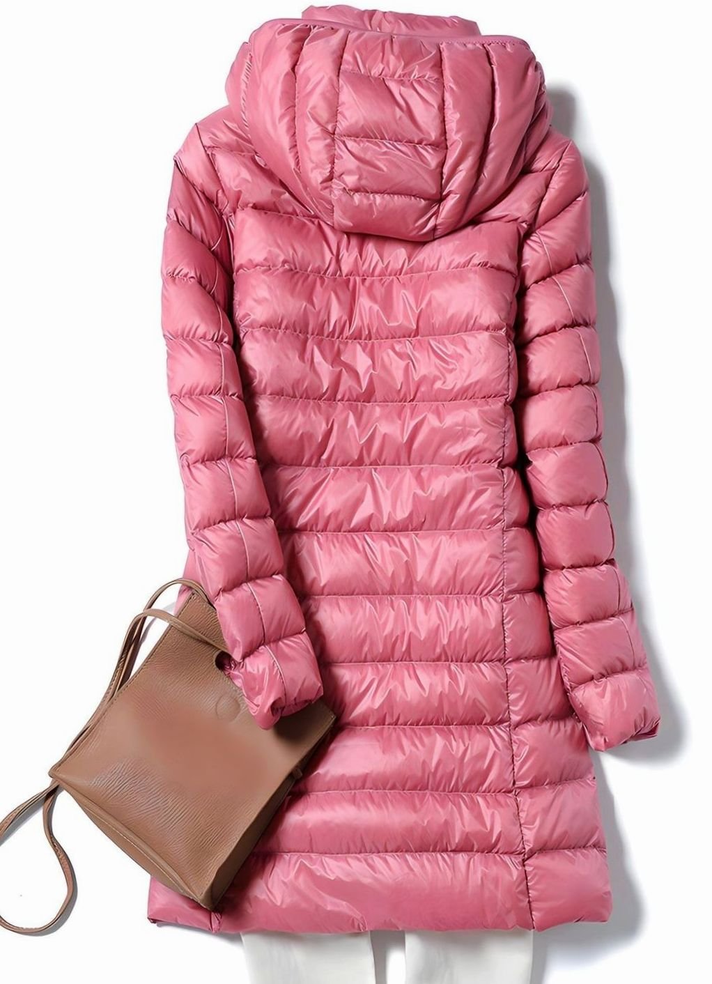 Women's Long Quilted Jacket with Detachable Hood | Hannah in Black - Juana Fashion