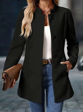 Women's Button-Front Stand-Collar Winter Coat | Amelie in Black - Juana Fashion