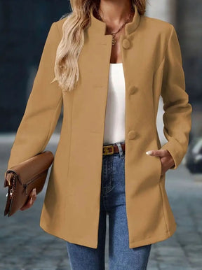 Women's Button-Front Stand-Collar Winter Coat | Amelie in Black - Juana Fashion