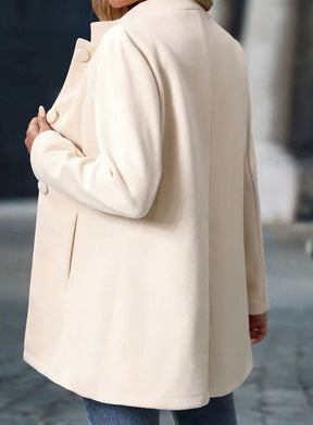 Women's Button-Front Stand-Collar Winter Coat | Amelie in Cream - Juana Fashion