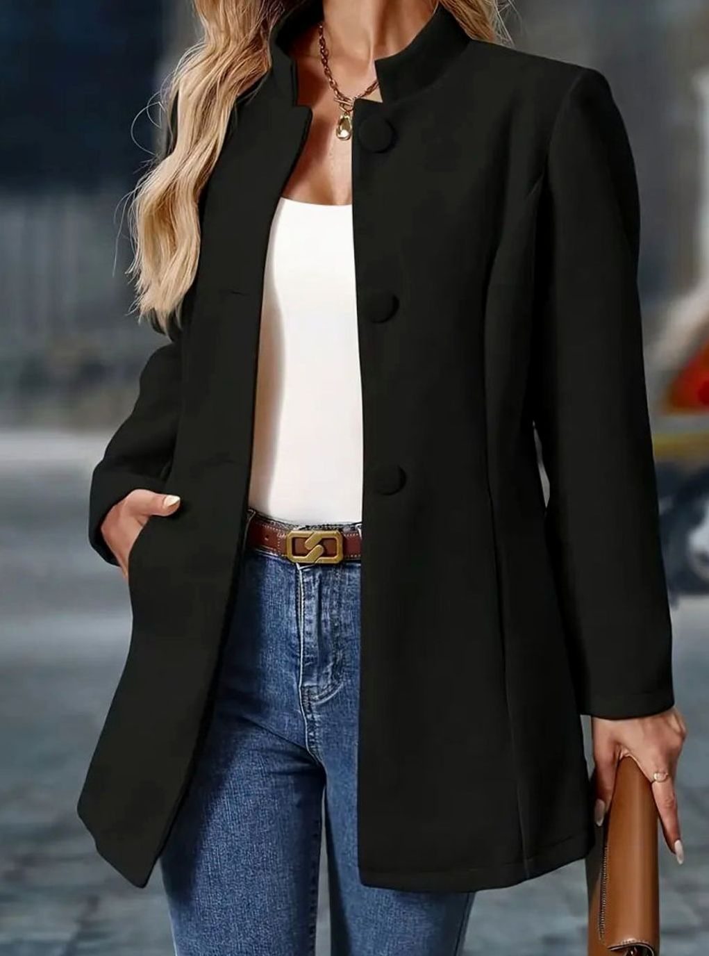Women's Button-Front Stand-Collar Winter Coat | Amelie in Cream - Juana Fashion