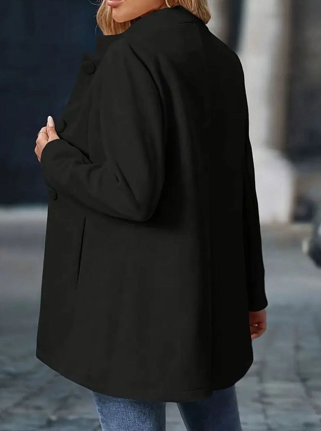 Women's Button-Front Stand-Collar Winter Coat | Amelie in Black - Juana Fashion